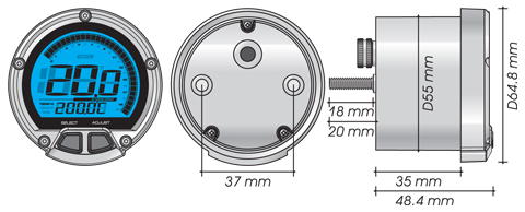KOSO dl-02r size diagram