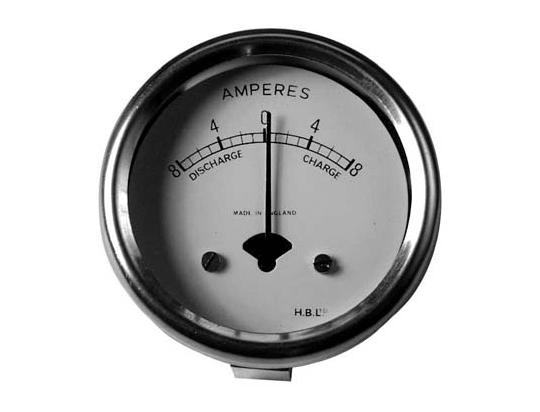 Ammeter - White Dial With Chrome Bezel 2 inch Diameter. Reading 8-0-8