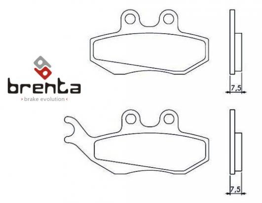 Gilera Runner 125 FX/FXR (Rear drum brake model/Grimeca Caliper) 99 Передні колодки Brenta Sintered (металізовані) — тип HH