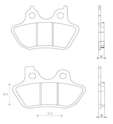Harley Davidson FLSTN/FLST 1450 Softail Deluxe 05 Задні колодки Brenta Sintered (металізовані) — тип HH