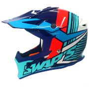 Swaps S818 Motocross Helmet - Matt White, Orange and Blue