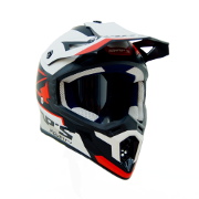 Red Black and White Swaps Motorcross Helmet