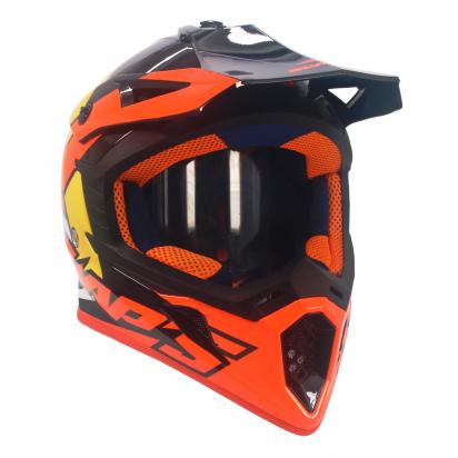 Orange Blue and White Swaps Motorcross Helmet