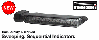 Indicator Pair - Black Motorbike LED Sweeping Sequential Indicators E marked