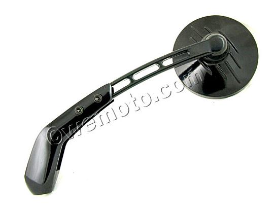 Mirror Custom Left Black Round by Highway Hawk  10mm Right Hand Thread