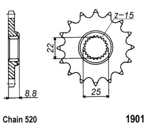KTM 690 SM (2 Pin Pad Fixing/Spoke Wheel) 08 Передня зірка JT