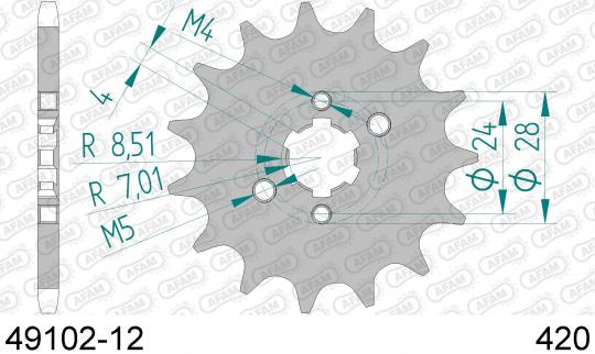 Derbi GPR 50 Racing (Radial Caliper) 09 Sprocket Front Plus 1 Tooth - Afam (Check Chain Length)
