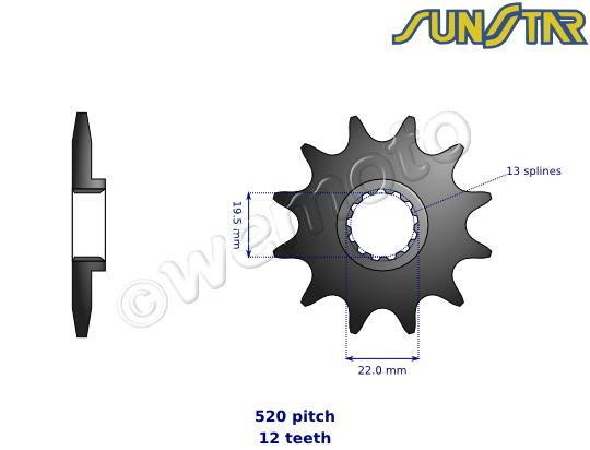 Suzuki RM 250 K1 01 Передня зірка SunStar — мінус 1 зуб