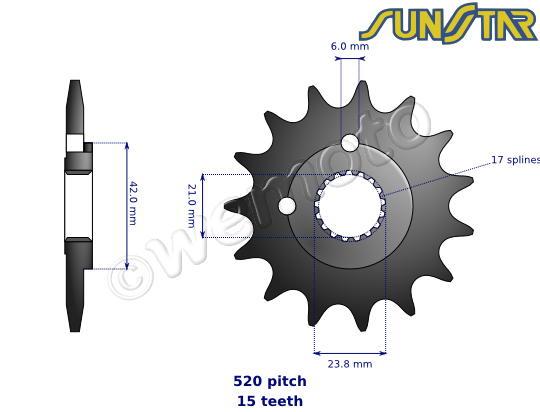 Honda CR 480 RC 82 SunStar Sprocket Front Plus 2 Teeth