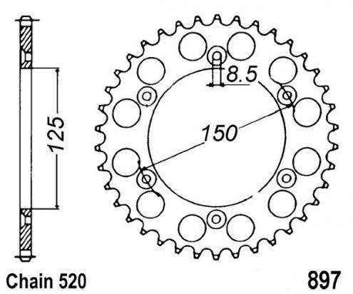 KTM 690 SM (2 Pin Pad Fixing/Spoke Wheel) 08 Задня зірка з алюмінієвого сплава — мінус 2 зуби
