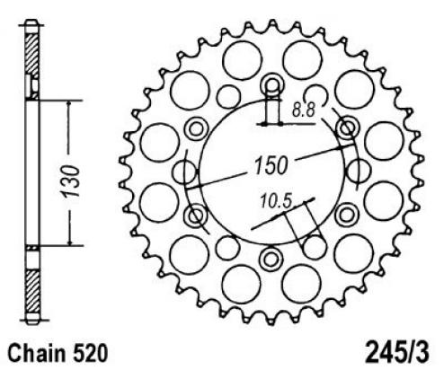 Honda NX 650 K/L/LII Dominator 89-90 Sprocket Rear - Steel - Plus 3 Teeth