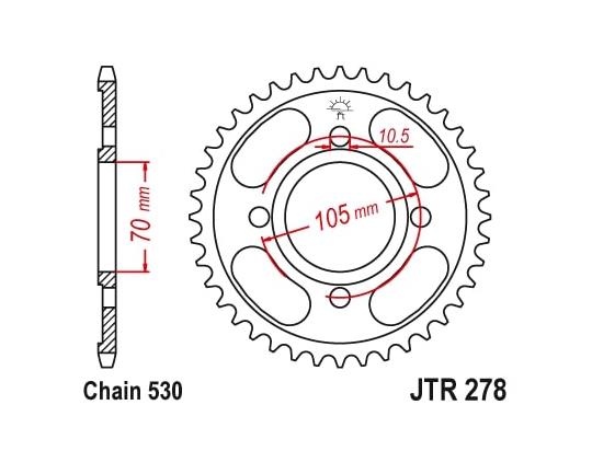 Honda CB 250 K2 70 Задня зірка JT — мінус 2 зуби