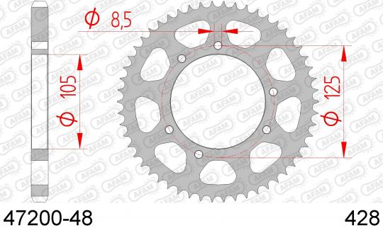 Derbi Cross City 125 09 Sprocket Rear Less 2 Tooth - Afam (Check Chain Length)