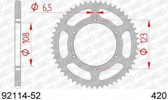 Derbi GPR 50 Nude (Radial Caliper) 06 Sprocket Rear Less 1 Tooth - Afam (Check Chain Length)