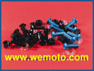 Fairing Screen Screws Blue Alloy 8 in pack nuts and nylon washers