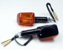 Mini Indicator Black Case - Amber Lens - Long Stem - Pair