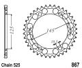 Yamaha TDM 850 4TXL 96-97 Sprocket Rear - Steel - Plus 2 Teeth