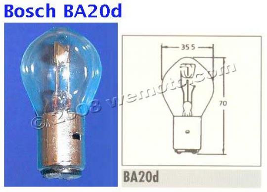 Headlight Bulb BA20D Bosch Fitting 6v 45/40W Picture of Headlight Bulb BA20D Bosch Fitting 6v 45/40W