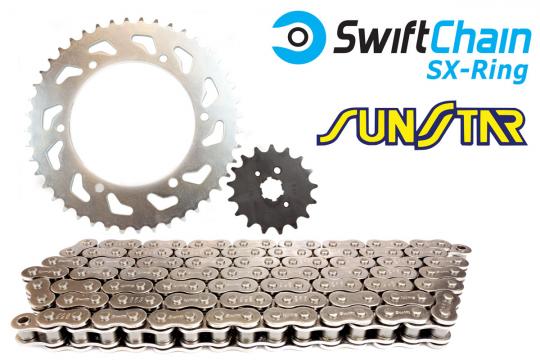 Swift Heavy Duty SX-Ring Bright Steel Chain and SunStar Sprocket Kit ...