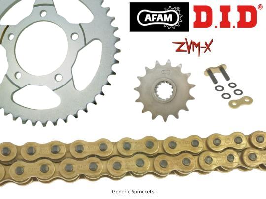 DID ZVM-X Super Heavy Duty X-Ring Gold Chain and Afam Sprocket Kit