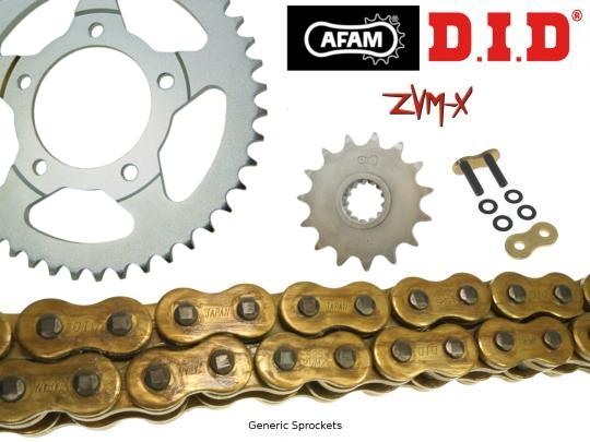 DID ZVM-X Super Heavy Duty X-Ring Gold Chain and Afam Sprocket Kit
