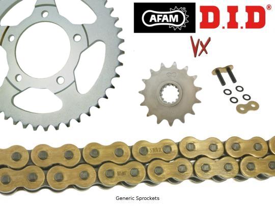 DID VX Heavy Duty X-Ring Gold and Black Chain and Afam Sprocket Kit