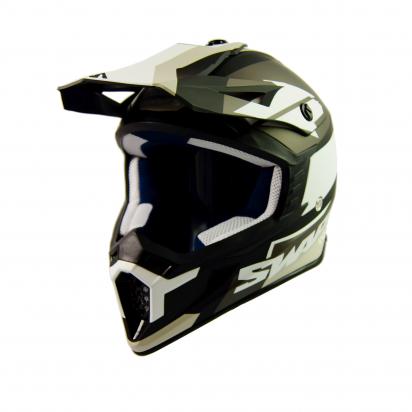 Swaps S818 Motocross Helmet - Medium 57 to 58 - Matt Black and White Picture of Swaps S818 Motocross Helmet - Medium 57 to 58 - Matt Black and White