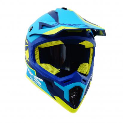 Swaps S818 Motocross Helmet - Small 55 to 56 - Matt Blue and Fluo Yellow Picture of Swaps S818 Motocross Helmet - Small 55 to 56 - Matt Blue and Fluo Yellow