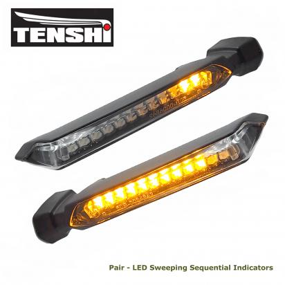 Indicator Pair - Black Motorbike LED Sweeping Sequential Indicators E-marked - Clear Lens Picture of Indicator Pair - Black Motorbike LED Sweeping Sequential Indicators E-marked - Clear Lens