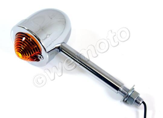 Indicator - Chrome Bullet with Amber Lens - 3 inch Stem Picture of Indicator - Chrome Bullet with Amber Lens - 3 inch Stem