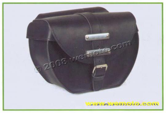 Saddle Bags - Pair Black Leather With Stainless Steel Embellishments - Ohio I (36x28x15cm) Picture of Saddle Bags - Pair Black Leather With Stainless Steel Embellishments - Ohio I (36x28x15cm)