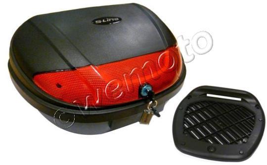 Top Box - S-Line Case - Black 46 Litre Capacity - Includes Plate Parts at Wemoto - The UK's On-Line Motorcycle Parts Retailer