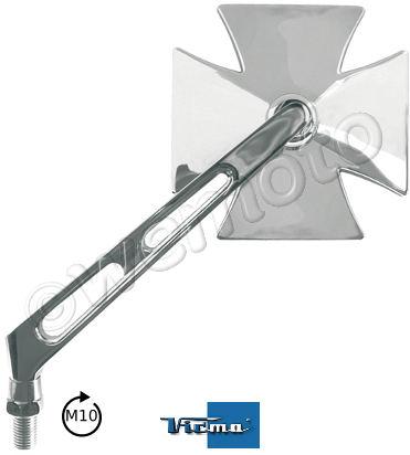 Mirror 10mm - Chrome Rectangle Custom Heavy Chrome Plated Maltese Cross - Left Side Picture of Mirror 10mm - Chrome Rectangle Custom Heavy Chrome Plated Maltese Cross - Left Side