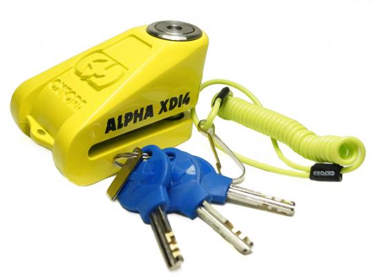 Oxford Alpha XD14 Stainless Steel Motorcycle Motorbike Disc Lock 14mm Pin Yellow