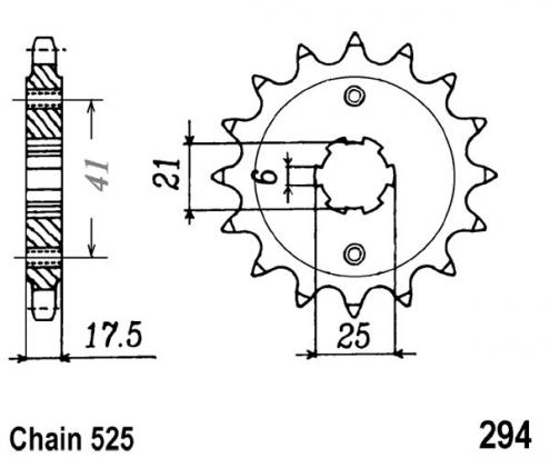 Sprocket Front Plus 2 Teeth - Pattern (Check Chain Length)