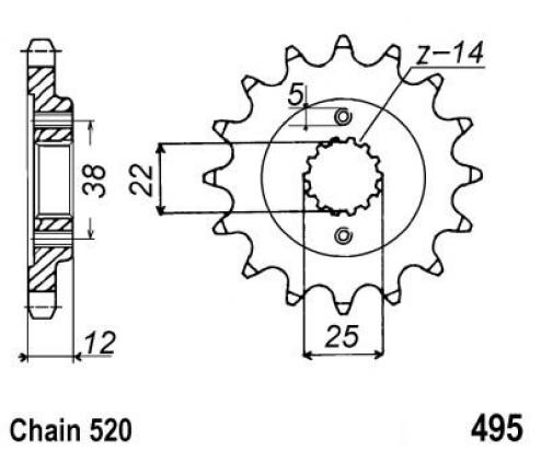 Sprocket Front Plus 1 Tooth - Pattern (Check Chain Length)