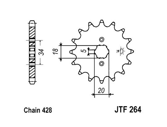 JT Rear Sprocket 34T 428P High Carbon Steel for Kymco Zing