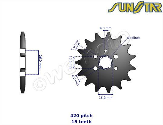 Pignon Sortie de Boite - SunStar Plus 1 Dent