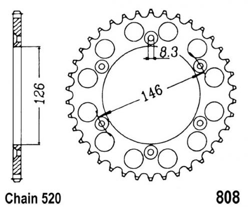 Sprocket Rear Plus 1 Tooth - Pattern (Check Chain Length)