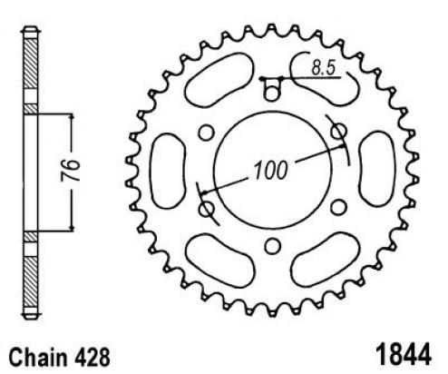 JT Rear Sprocket 47T 428P High Carbon Steel for Sachs Motorcycles