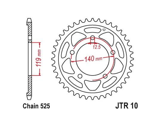 Corona trasera más 1 diente - JT (comprobar longitud)