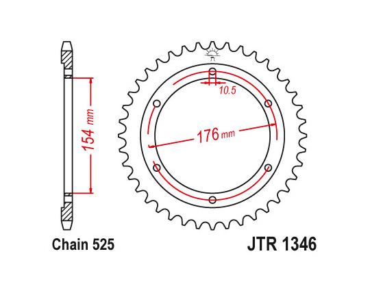 Corona trasera menos 1 diente - JT (comprobar longitud)